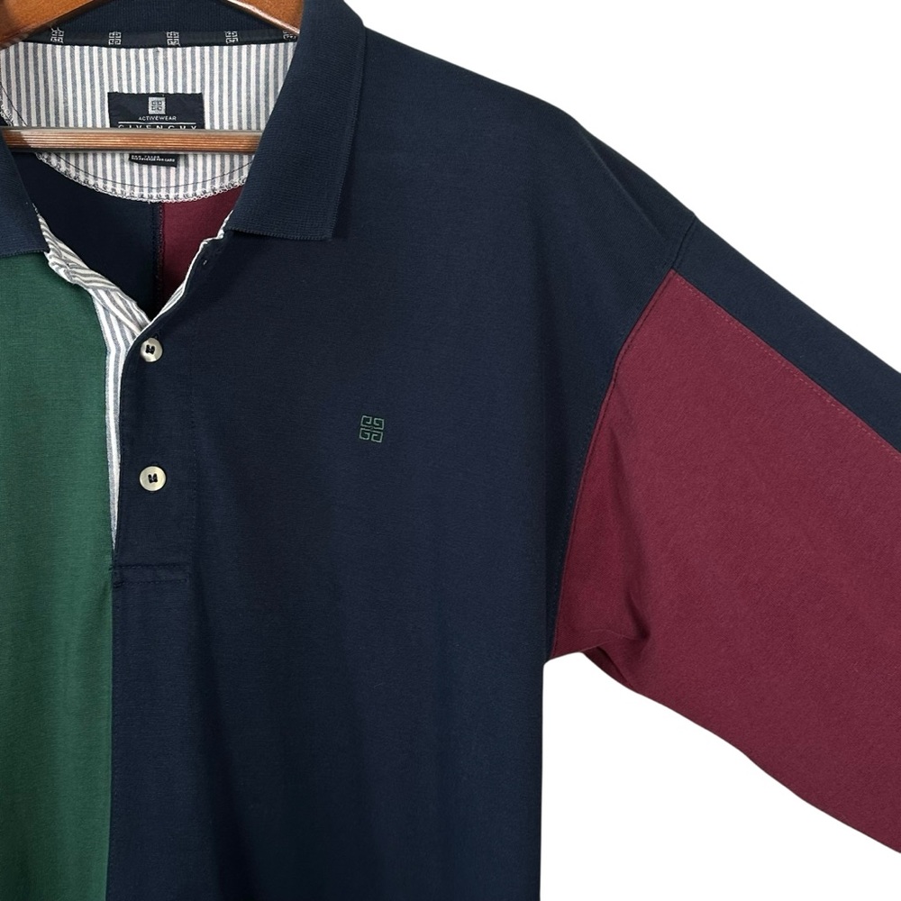Vintage Givenchy Activewear Men Large Rugby Polo Shirt 80s 90s Color Block Prep - Picture 3 of 13